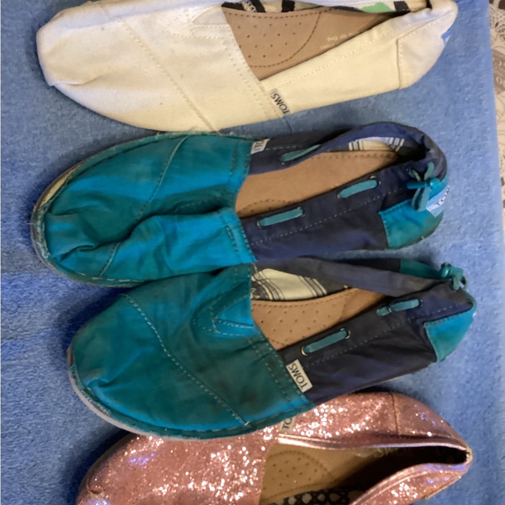 TOMS Women's Casual Slip-On Shoes - Cream, Teal, and Pink